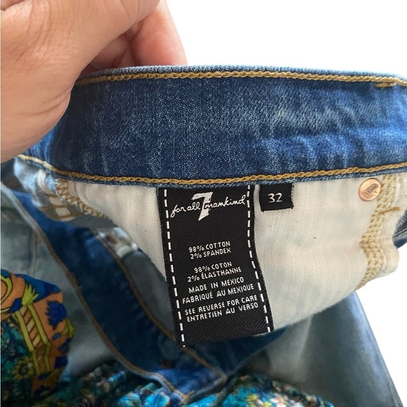 7 For All Mankind Edie Ring-Detail Straight Jeans Light Riviera statement Fall - Picture 8 of 12